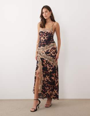 Asos Design Overlay Lace Trim Midaxi Dress With Back Detail In Multi