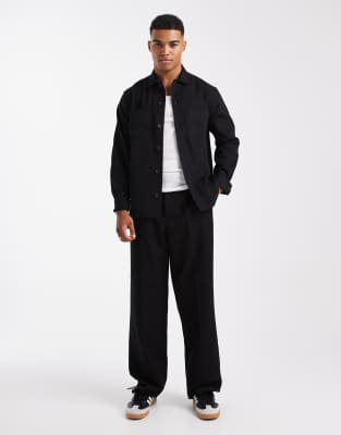 Asos Design Overshirt In Black