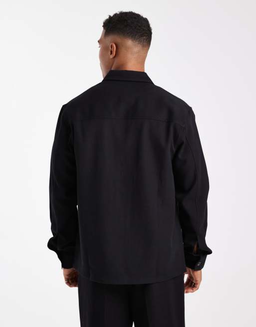 ASOS DESIGN overshirt in black