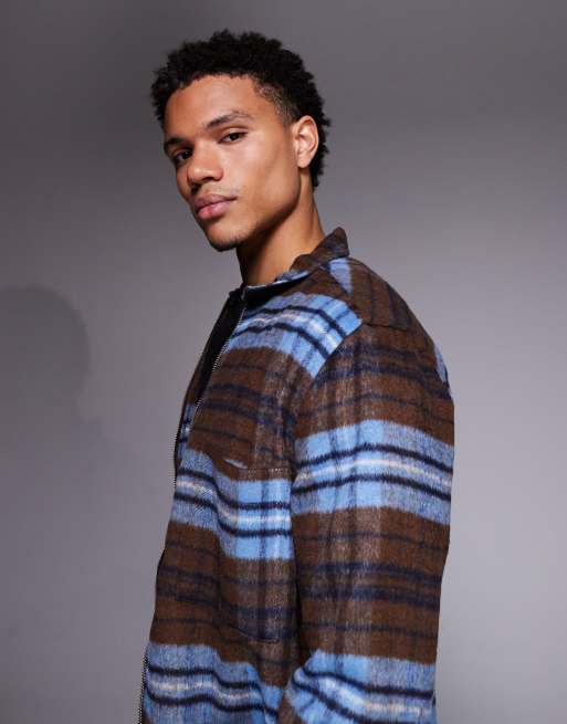 ASOS DESIGN overshirt in brown check, 4 of 5
