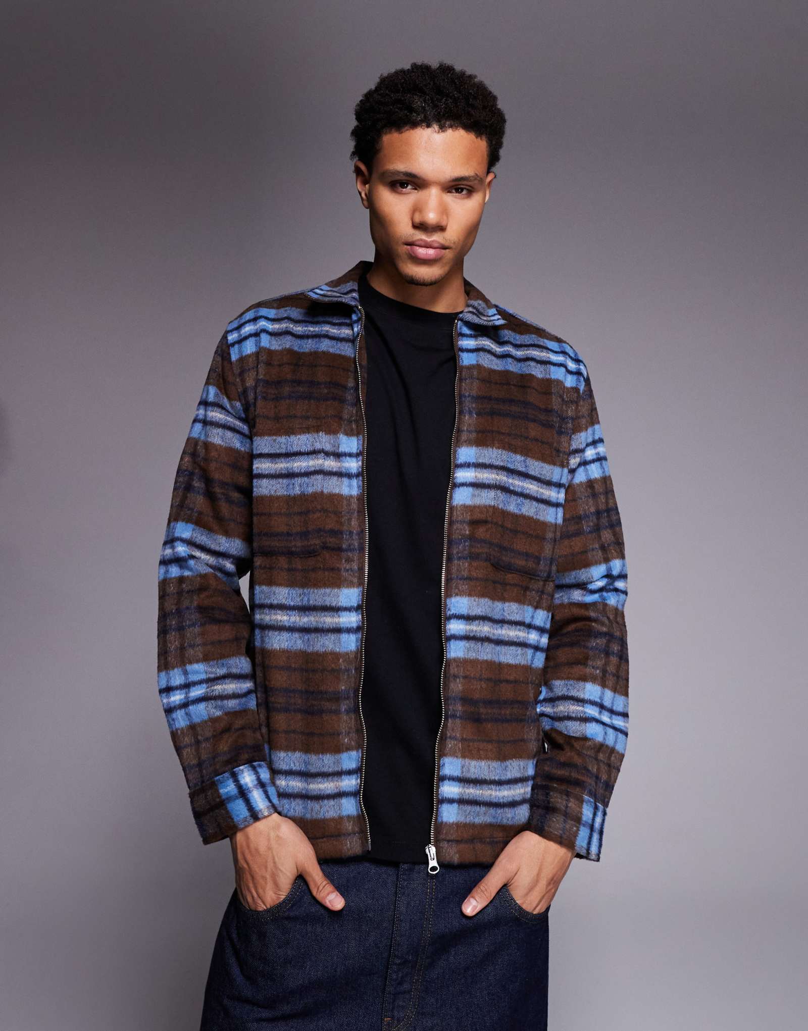 ДИЗАЙНЕРСКАЯ верхняя рубашка ASOS в коричневую клетку