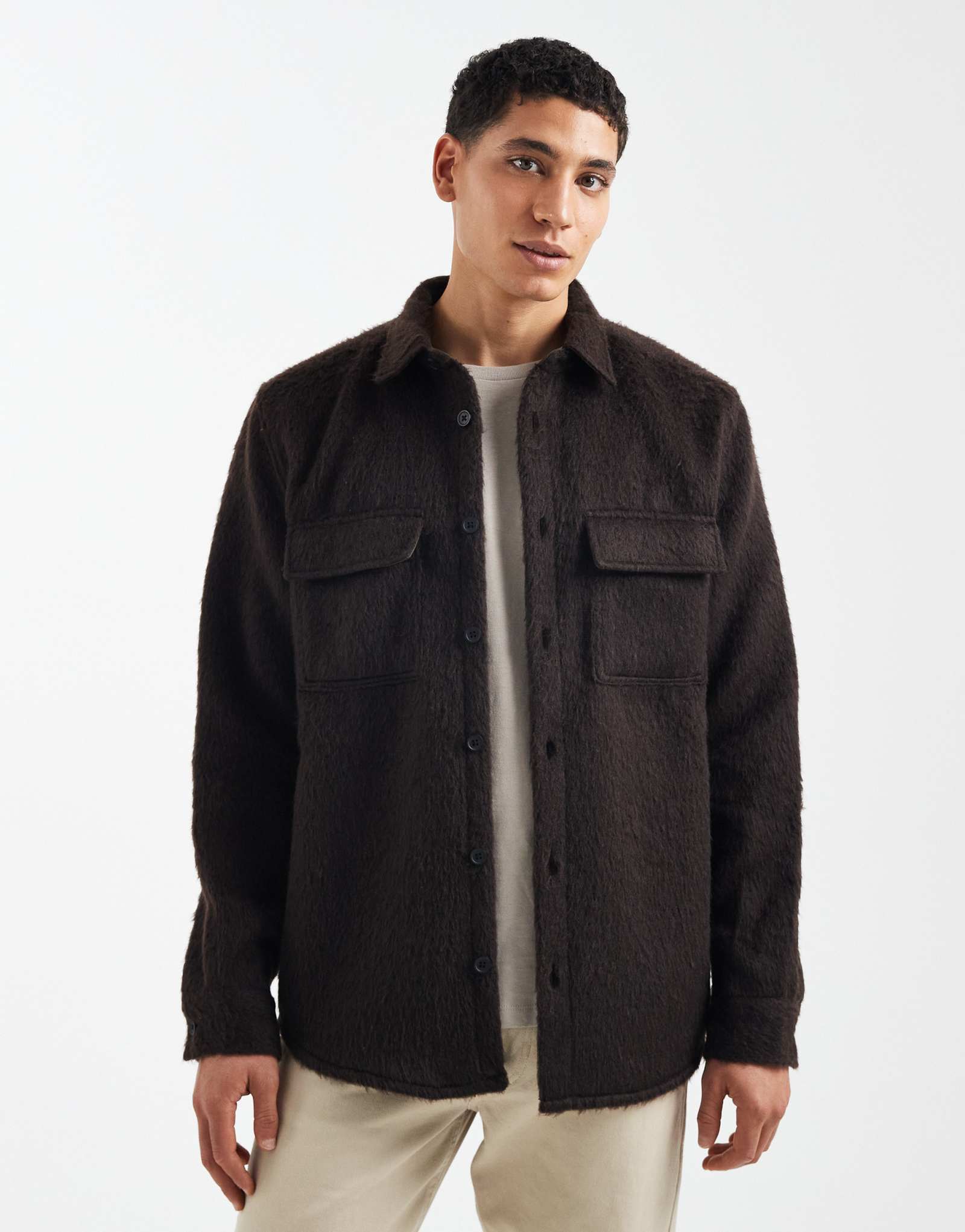 ДИЗАЙНЕРСКАЯ верхняя рубашка ASOS коричневого цвета