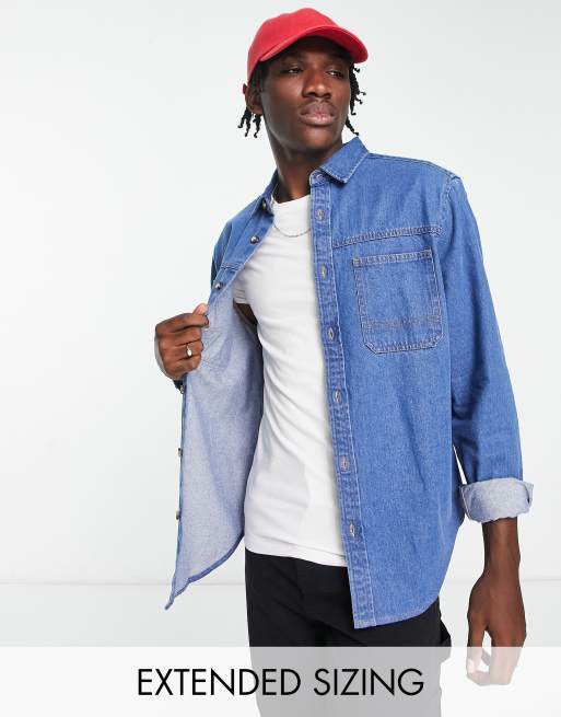 Boxy Denim Shirt - Mid Blue