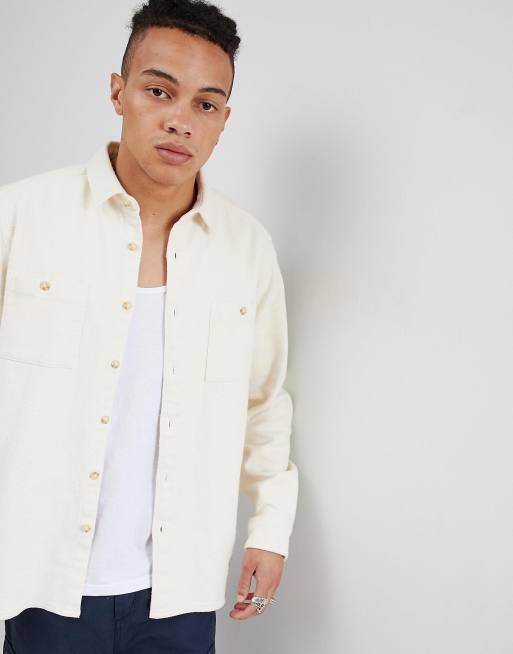 ASOS DESIGN overshirt in ecru | ASOS