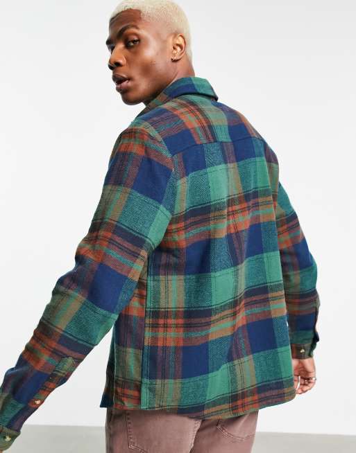 ASOS DESIGN overshirt in green check