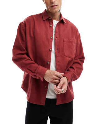 ASOS DESIGN overshirt in rust red-Brown