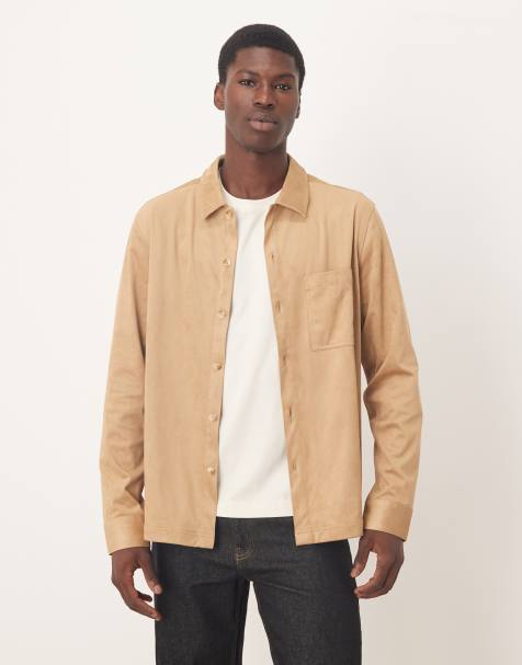 ASOS DESIGN overshirt in suede look in camel - view 1