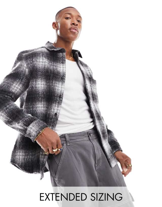 ASOS DESIGN - overshirt in textured wool mix grey check