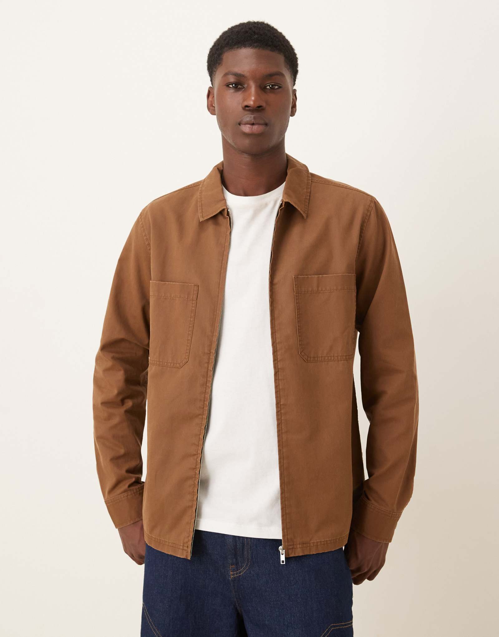 ДИЗАЙНЕРСКАЯ верхняя рубашка ASOS из вощеного хлопка коричневого цвета