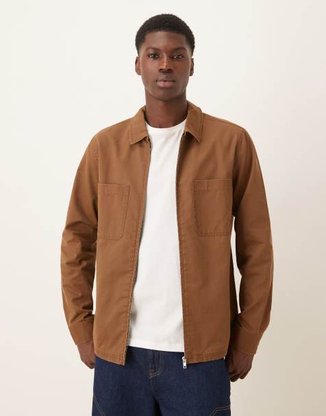ASOS DESIGN overshirt in waxy cotton in brown - view 1