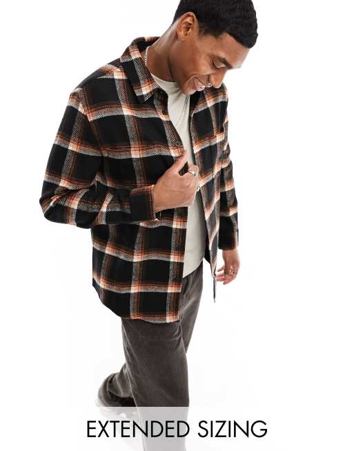 ASOS DESIGN overshirt in wool mix black plaid
