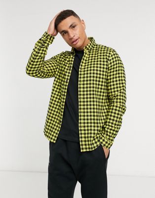 ASOS DESIGN overshirt in yellow and black gingham check (20703748)