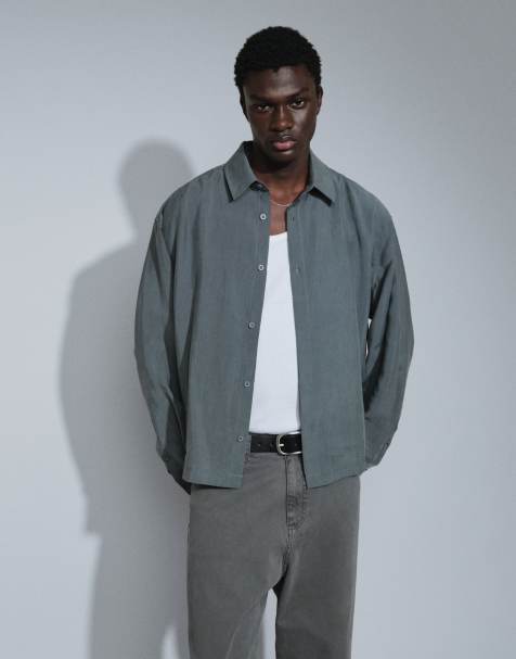 ASOS DESIGN overshirt med knappslådetalj i grått - view 1