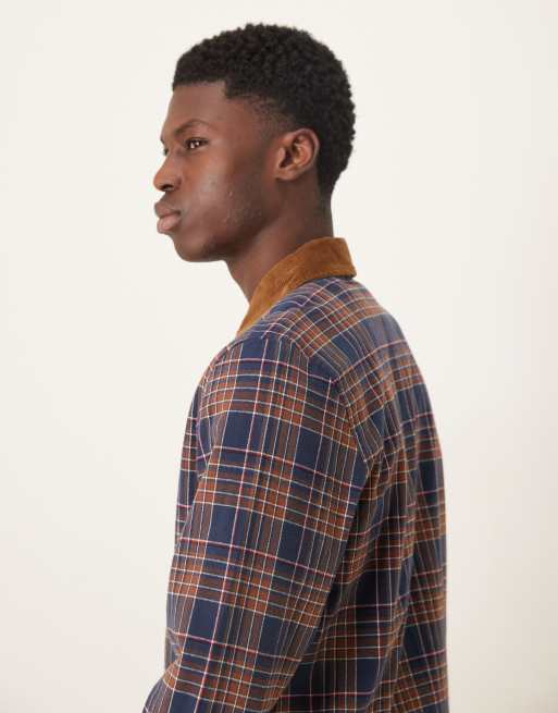 ASOS DESIGN - Overshirt met corduroy kraagje in marineblauw, 4 van 5