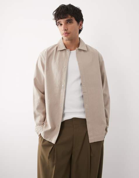 ASOS DESIGN - Overshirt met drukknopen in beige - view 1