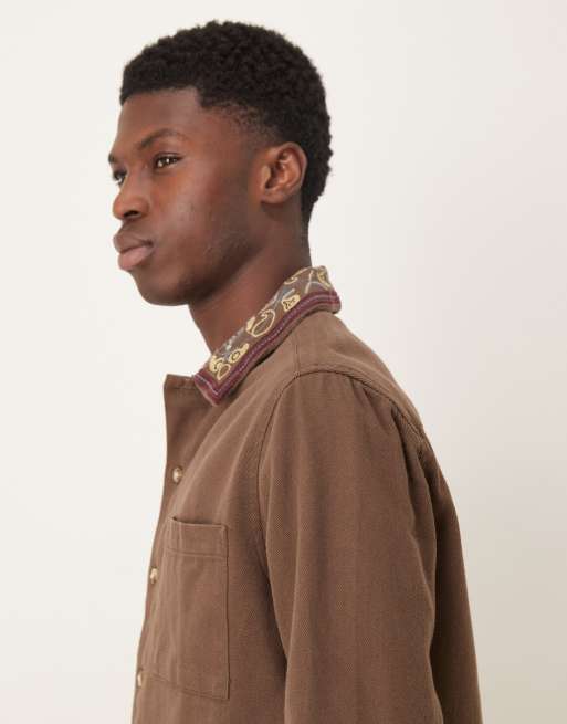 ASOS DESIGN - Overshirt met geborduurde kraag in bruin, 4 van 5