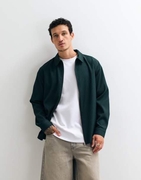 ASOS DESIGN - Overshirt met rits in donkergroen - view 1