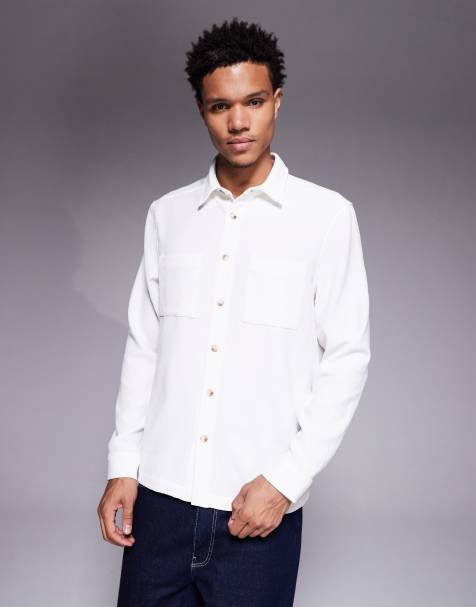 ASOS DESIGN - Overshirt met textuur in gebroken wit - view 1