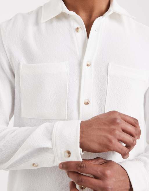 ASOS DESIGN - Overshirt met textuur in gebroken wit, 3 van 5