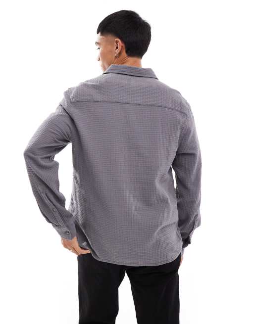 ASOS DESIGN - Overshirt met wafelstructuur in antraciet, 2 van 4