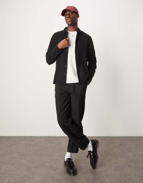 ASOS DESIGN - Overshirt met wafelstructuur in zwart - view 1