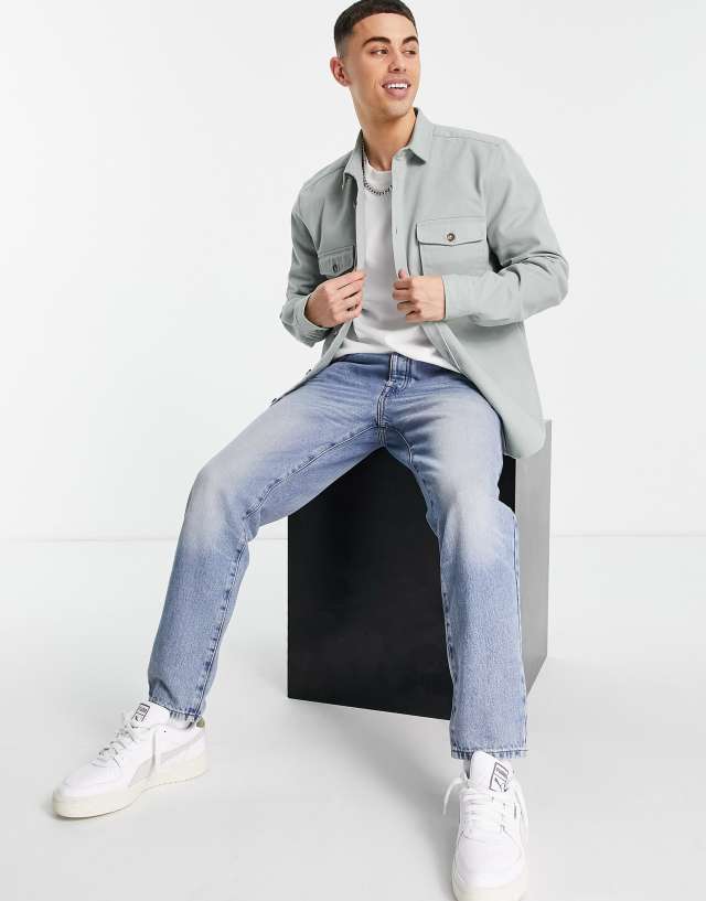 ASOS DESIGN overshirt shacket in light gray