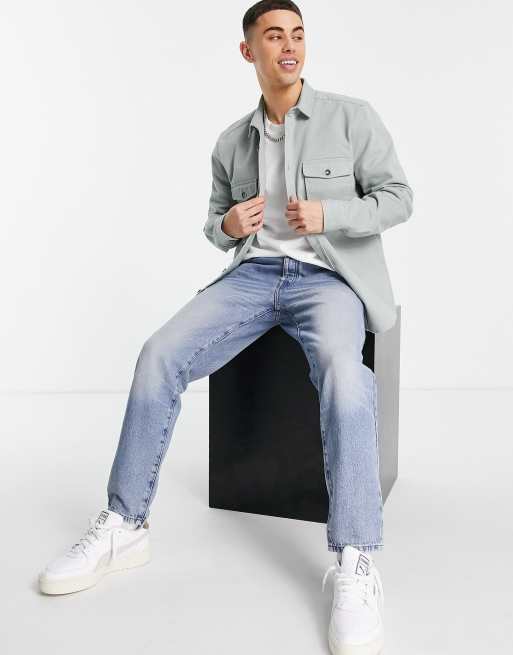 ASOS DESIGN overshirt shacket in light grey | ASOS