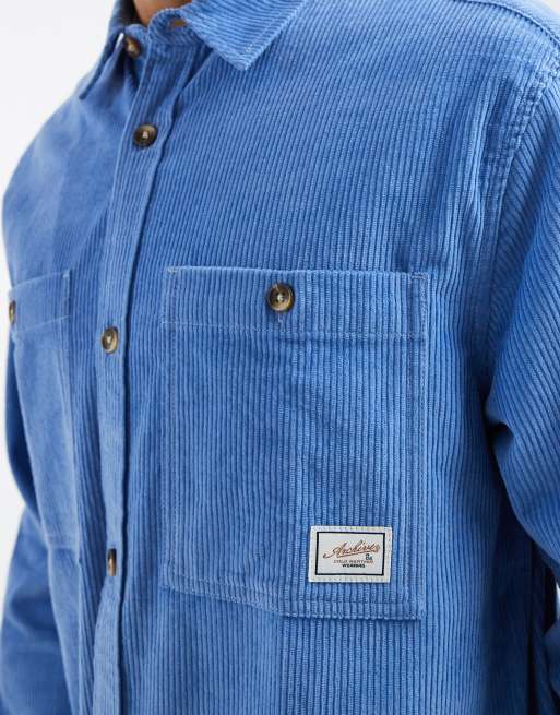 ASOS DESIGN - Overshirt van corduroy met badge in blauw, 5 van 5