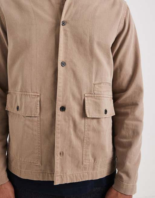ASOS DESIGN - Overshirt van keperstof met badge in bruin, 5 van 5