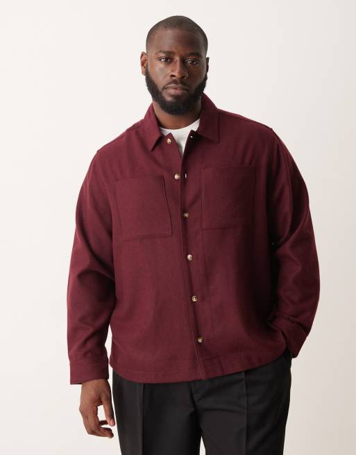ASOS DESIGN - Overshirt van wolmix in bordeauxrood, 5 van 5