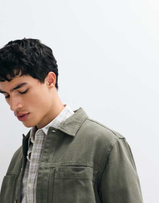 ASOS DESIGN - Overshirt van zware katoenen keperstof in kaki, 3 van 5