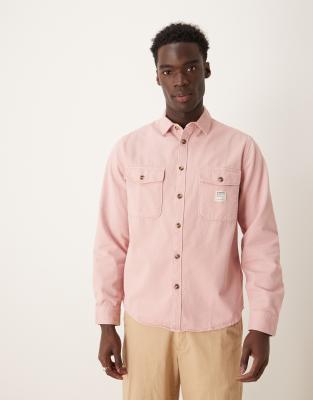 ASOS DESIGN overshirt with badge detail in pink