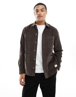 Asos Design Overshirt With Badge In Brown
