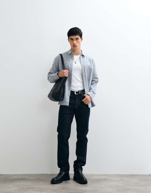 ASOS DESIGN overshirt with chest pockets in blue, 2 of 5