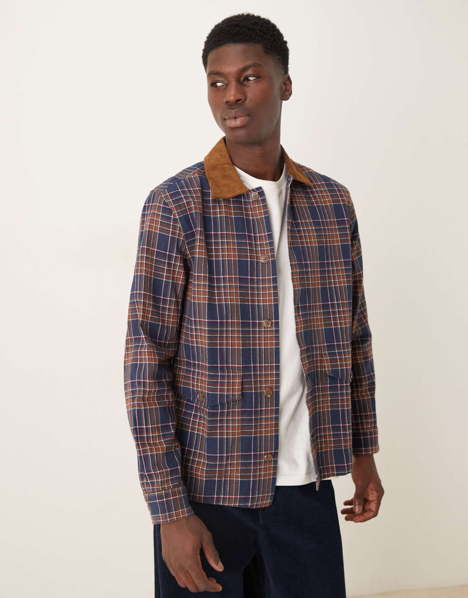 ДИЗАЙНЕРСКАЯ верхняя рубашка ASOS с воротником-стойкой темно-синего цвета