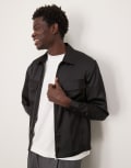 [ASOS DESIGN] ASOS DESIGN overshirt with patch pockets in black 4XL BLACK