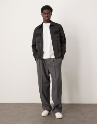 Asos Design Overshirt With Patch Pockets In Black