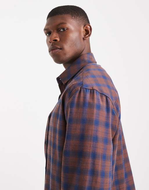 ASOS DESIGN overshirt with pockets in brown check , 4 of 5