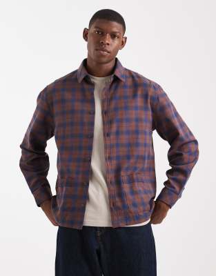 Asos Design Overshirt With Pockets In Brown