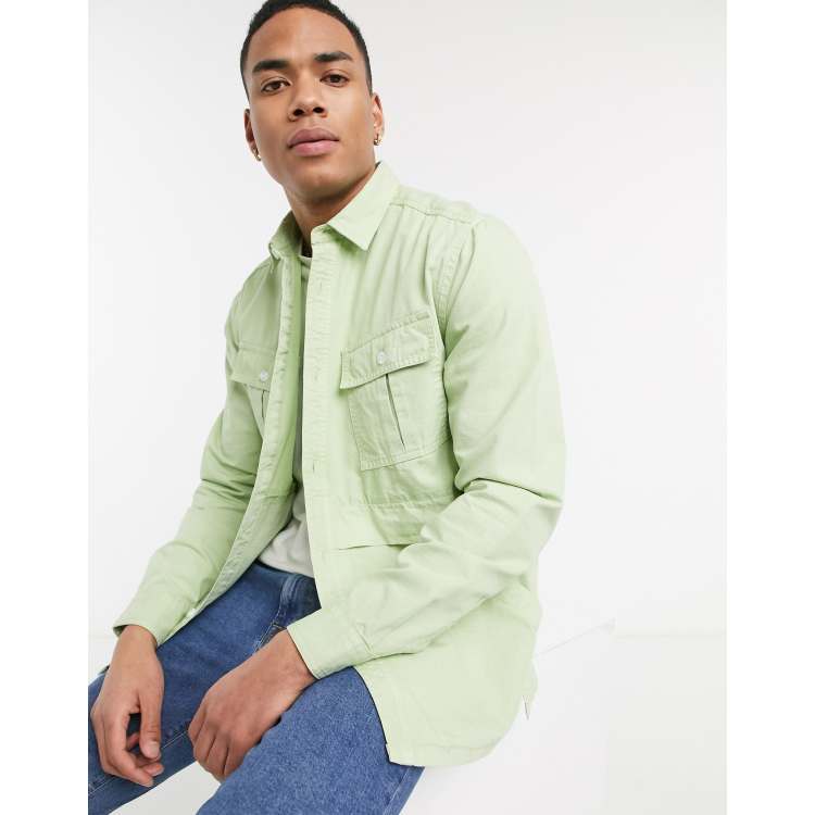 ASOS DESIGN overshirt with pockets in mint green