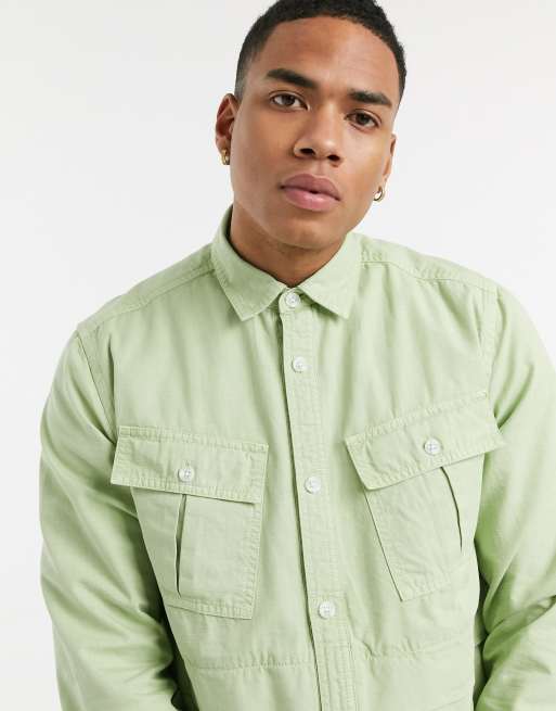 ASOS DESIGN overshirt with pockets in mint green