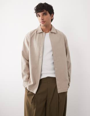 Мужская рубашка-овершейт ASOS Design на кнопках, бежевая