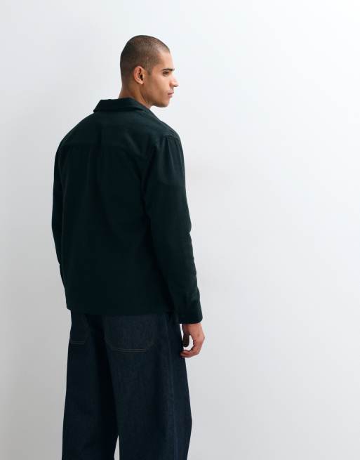 ASOS DESIGN overshirt with wool in dark green, 5 of 5