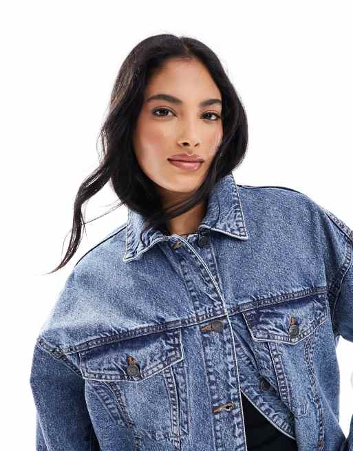 ASOS DESIGN oversize 90s denim jacket in midwash blue