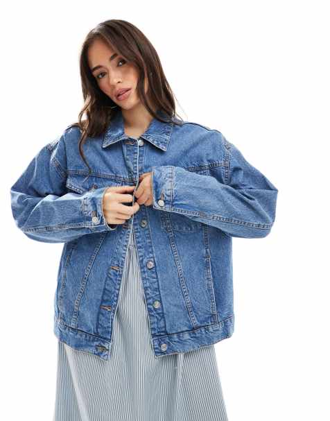 ASOS DESIGN oversize 90's denim jacket in midwash blue - view 1