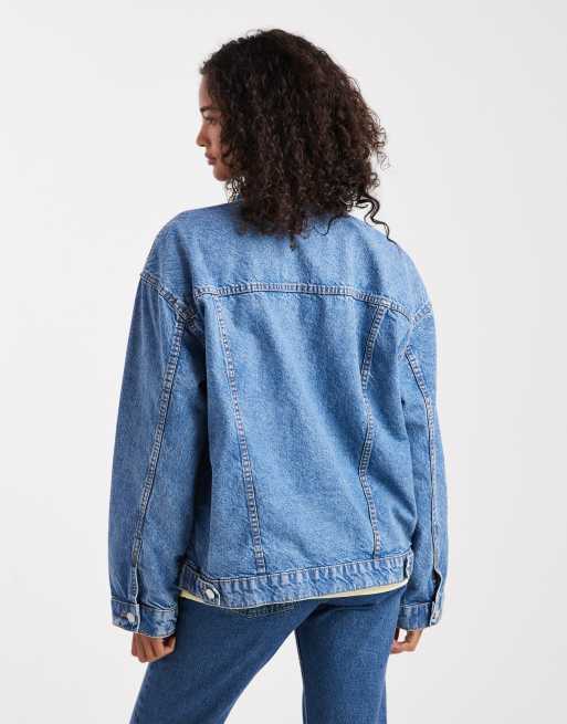ASOS DESIGN oversize 90s denim jacket in midwash blue