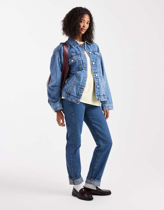 ASOS DESIGN oversize 90s denim jacket in midwash blue | ASOS