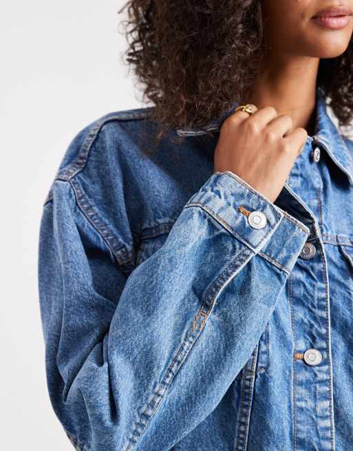 ASOS DESIGN oversize 90s denim jacket in midwash blue