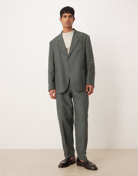 ASOS DESIGN – Oversize-Anzug aus gezwirntem Garn in Dunkelgrün - view 1