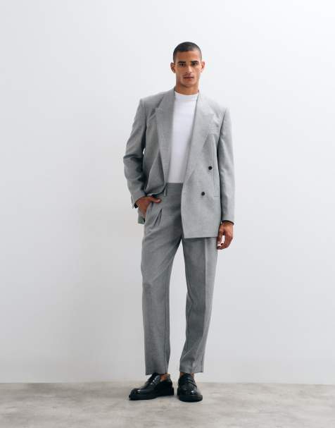 ASOS DESIGN Oversize-Anzughose mit schmal zulaufendem Bein und Falten-Detail in Salz-und-Pfeffer-Grau - view 1